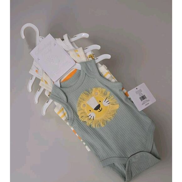 NWT‎ Sterling Baby Layette 3 Piece Set 3 Months Lion Safari/Green/Striped - Picture 1 of 5